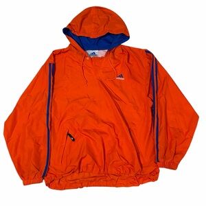 VTG Adidas Mesh Lined Windbreaker Pullover Mens Small Orange Vented 90s Hooded